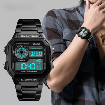 TOP Business Men Fashion Casual Electronic Wristwatches Waterproof Clock Relogio Masculino Digital Dual Time Sports Watches