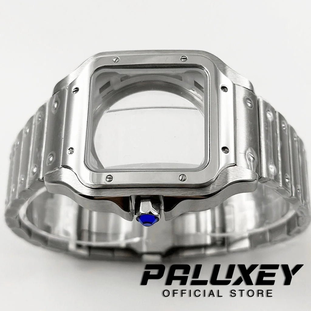 NH35 38mm Square Watch Case 316L Stainless steel Watch Accessories Santos Modification Parts for NH35 4R35 NH36 4R36 Movements