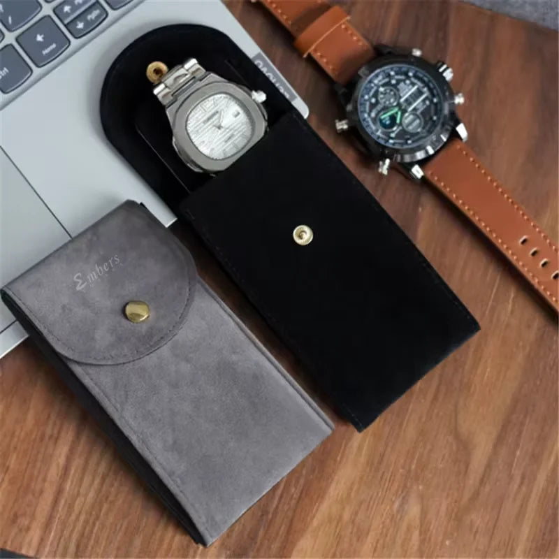 Embers Watch Bag Green Blue Black Flannelette Gift Bag Travel Storage Case Durable Portable Watch Dust Protection Case