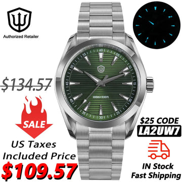 Watchdives WD0006 Watch VH31 Sweep Second Movement Domed Sapphire Crystal BGW9 Luminous 10Bar Waterproof 38mm Vintage Watches